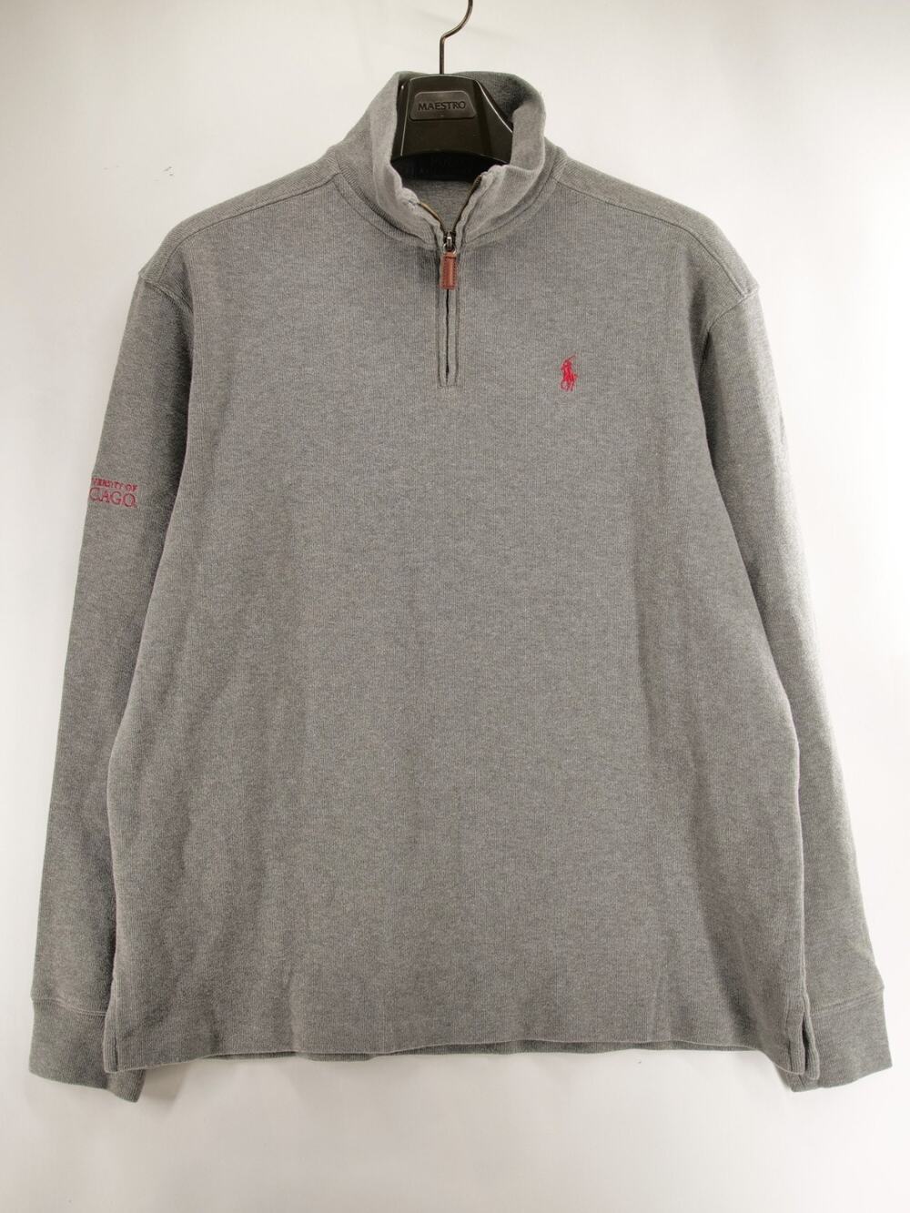 Polo Ralph Lauren University of Chicago 1/4 Zip Sweatshirt Mens Large L Gray